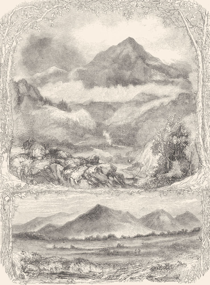 WALES. North Wales. Moel Siabod; The Snowdon range, from Cernioge 1850 print